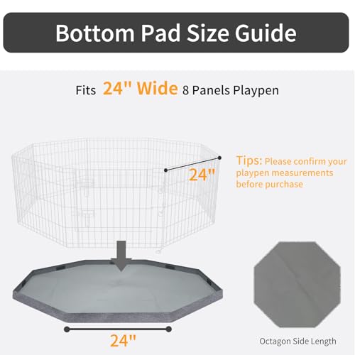 Image of PETIME Bottom Cover Mat for Dog Playpen Pen Water-Resistant Pad Floor Protector for Indoor Outdoor Use Fits 24 inch Wide 8 Panels Metal Pet Exercise Play Pen (Playpen Not Included)