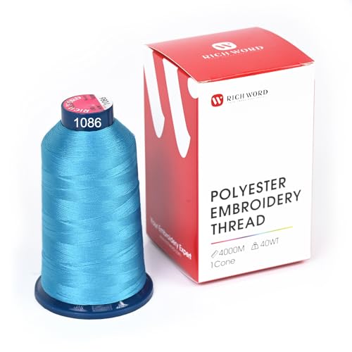 Image of Poolin Polyester Machine Embroidery Thread 4000M 40WT Bright Sky Blue 1086 | Smooth Feeding with Stable Tension for Clean, Consistent Stitching on Home and Commercial Embroidery Machines