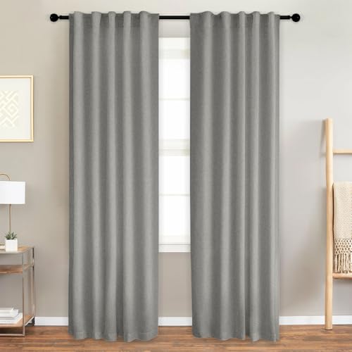 Opiniones y reviews de Cortinas con chorreras de esta semana. 44 NANWEI Lino Cortinas Blackout 100% Opacas, Bolsillo para Barra/Pestaña Trasera, para Recámara y Ventana de Sala, 2 Paneles (Gris, 132 x 241)