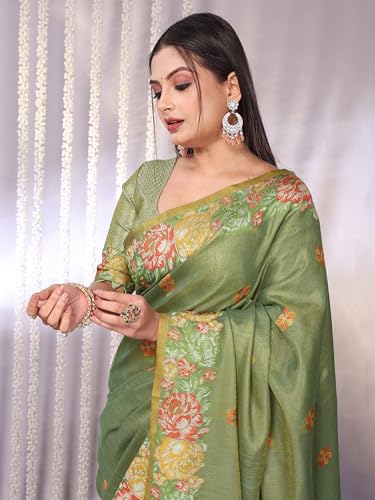 Image of SWORNOF Gold-Toned Woven Design Silk Zari Tissue Saree | Saree for Women | Soft and Skin Friendly