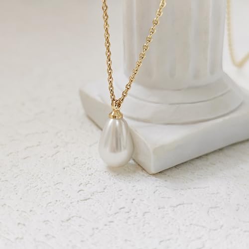 Image of Zeffy Gold Pearl Necklace for Women, Dainty 14K Gold /Silve Plated Layered Pearl Choker Pearl Earrings Pearl Bracelets Wedding Trendy Gold Jewelry Set for Women Gifts