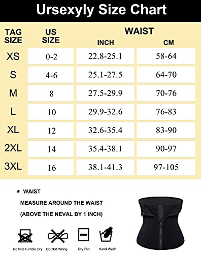Ursexyly Women Waist Trainer Corset Zipper Hook Shapewear Double Control Body Shaper Tummy Control Waist Cincher(M, Black)