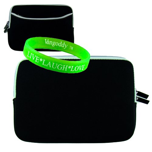 Black Two Pocket Zipper Ebook Nook Color Carrying Case Sleeve Cover For Barnes & Noble 7 Nook Wifi + Live Laugh Love Vangoddy Wrist Band!!!" #TOP4