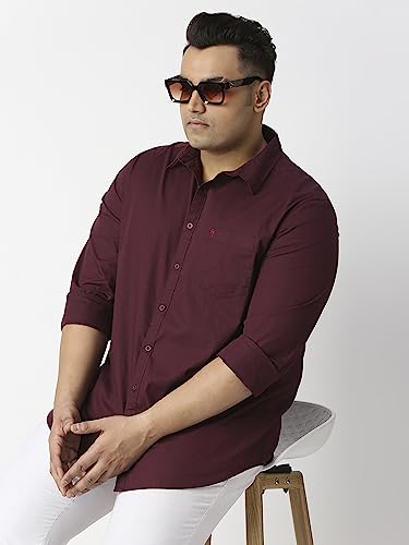 Image of Thomas Scott Men's Plus Size Cotton Casual Shirt | Regular Fit | Long Sleeves | Spread Collar | Solid | Soft & Breathable | Everyday Comfort Shirt for Men
