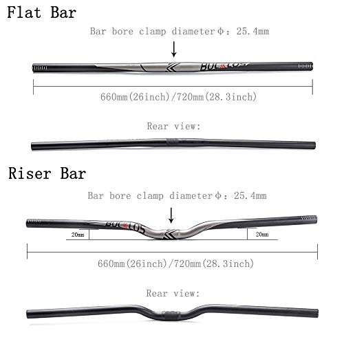 Bucklos 25.4/31.8Mm Mountain Bike Handlebars Flat/Riser Bar, Aluminum Alloy Mtb Handlebar 660/720/780Mm, Premium Matter Mount Bikes Bicycle Handle Bar #TOP3