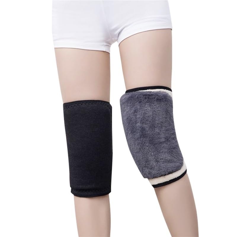 Exercise, protection Lambskin Warm Knee Pads Warm Plush Adjustable Plus Velvet and Thickened Cold Legs for Fitness, cycling, running, playing football