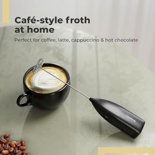 Image of Lifelong Battery Operated Milk Frother | One Button Operation | Handheld Coffee Frother | Stainless Steel Whisk | Electric Foam Maker for Coffee, Latte, Cappuccino, Hot Chocolate | Cafe-Style at Home