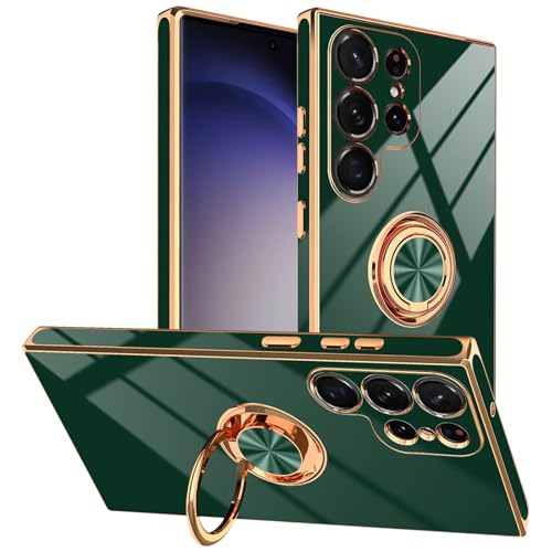 Coque Galaxy S23 Ultra antichoc à béquille magnétique 360° verte