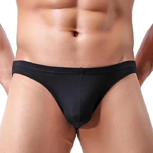 Men's Sexy Low Rise Mesh Thong Swim Briefs（Medium Black