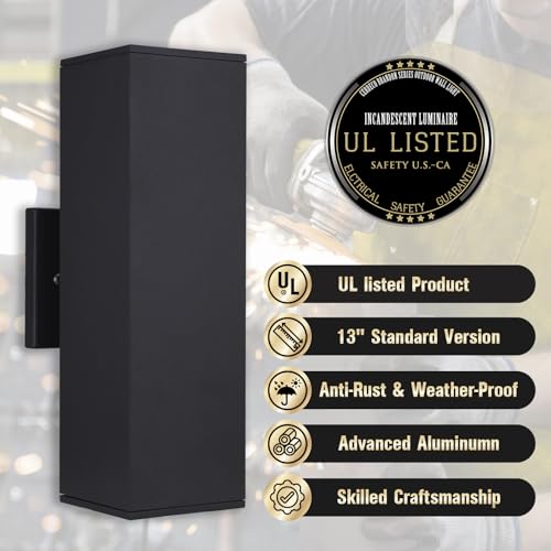 Image of Cerdeco Aluminum Modern Outdoor Wall Light, Exterior Up Down Light Fixtures Matte Black [UL Listed] (2 Pack)