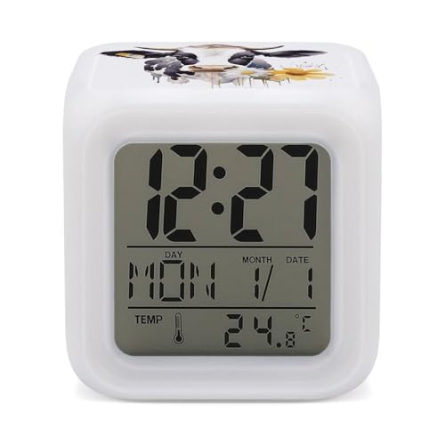 Reloj despertador de vaca digital led con temperatura 2