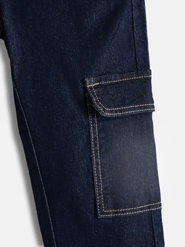 Image of Urbano Juniors Boy's Slim Fit Washed Denim Cargo Jeans with 6 Pockets Stretchable