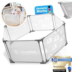 BabybeFun Laufstall Baby – 6-teilig & erweiterbar – Laufgitter Baby aus Stahl mit weicher Stoffummantelung - Laufstall faltbar & vielseitig einsetzbar (6-)