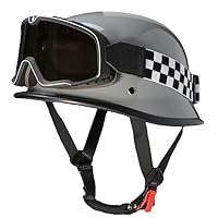Duitse stijl motor open helm, retro halve helm retro straat motorhelm met bril chopper piloot bromfiets scooter helm mannen vrouwen, ECE goedgekeurd (54-61 cm