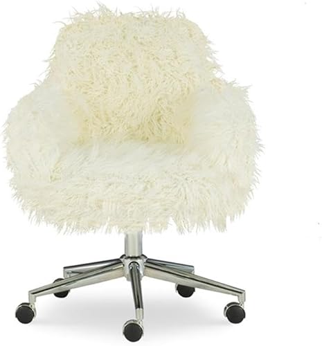 Miniatura 4 de Linon Fiona - Silla de oficina giratoria de piel sintética con ruedas en color blanco roto