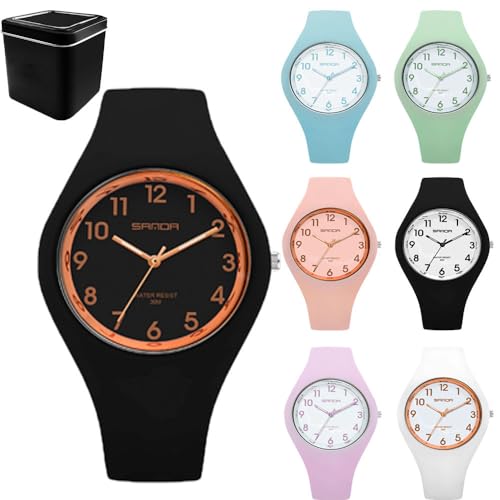 腕時計 防水 ゼリーウォッチ キャンディカラー 人気 個性的 カジュアル ファッション ファイン時計ダイヤル 学生 子供 男女兼用 女性 母の日 ギフト 父の日 記念日 誕生日プレゼント その他の祝日 (ブラック)