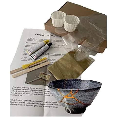 Starter kit- Traditional Japanese Ceramic Repair Kit Kintsugi Kit Gold Kit | Broken Pottery Kintsugi fix DIY Craft Set £10.49 Free p&p Cover
