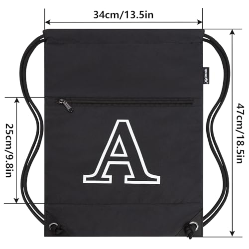HOLYLUCK Drawstring Bags Initial Backpack Sackpack Cinch Bags for Sports, Gym, Travel, Beach, Letter (Black-A)3