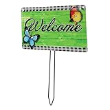 Supvox Eisen Gartenstecker Willkommen Schild Grün Wetterfestes Plug in Gartendekor für Außenbereiche Rostfrei Langlebig Installieren für Garten und Terrasse