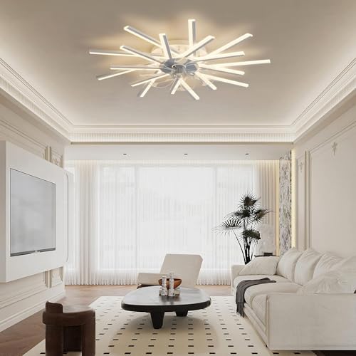 Ventilateur de plafond avec lampe et télécommande réversible 6 vitesses - 7