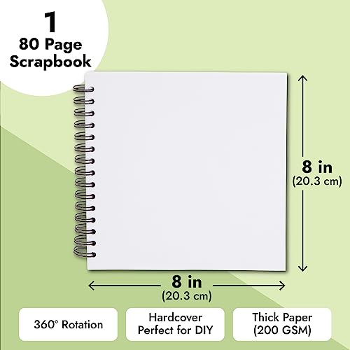 Scrapbook Photo Album for Family Photo's, Wedding Guest Book, Anniversary (20 x 20 cm - 40 Sheets), White, 8 x 8 Inches - Image 4