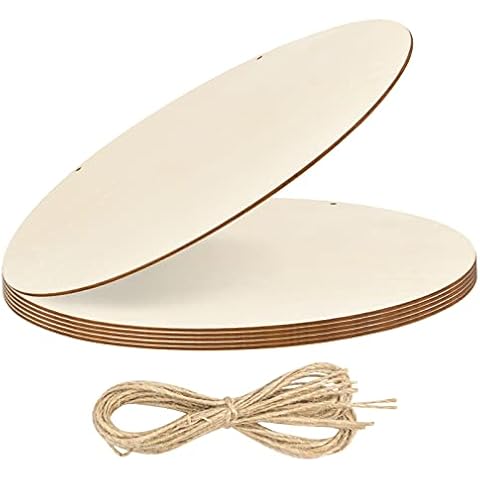 6 Stk Holzscheiben Groß, Runde Holzplatten 30cm Durchmesser & 3mm Dick Cover