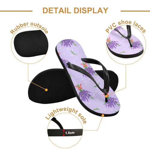 Sinestour Lavender Dot Purple Flip Flops for Beach Thong Sandals Anti-slip Lightweight Beach Slippers for Summer Swim Travel3
