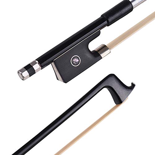 Tomshin Fibra de carbono 4/4 em tamanho real para violino Violino Círculo estilo arco sapo de ébano