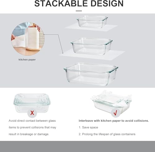 S SALIENT Vorratsdosen-Set aus Glas für Lebensmittel,glasbehälter mit deckel,glasschüssel mit deckel,frischhaltedosen glas mit deckel,meal prep boxen glas