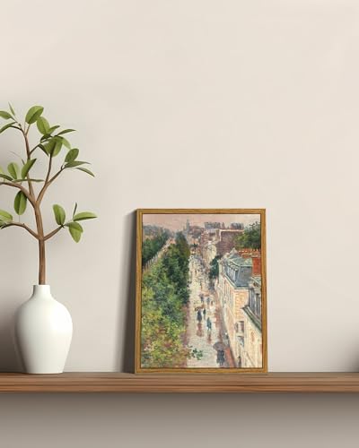 Image of ARPEOTCY Vintage Framed Canvas Print Wall Art, 8x10 inch, French Street Scene Cityscape Country Art Home Decor, Aesthetic Room Decor, Natural Scenery Wall Decoration for Living Room, Bathroom, Office