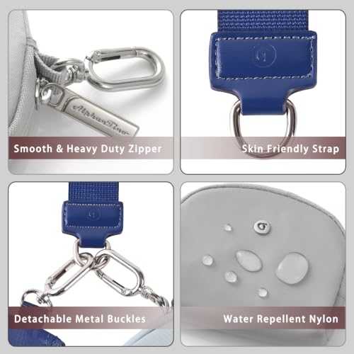Image of Dual Pouch Wristlet - RFID Blocking Keychain Wallet Mini Zip Around Wristlet with Detachable Strap, Mini Coin Purse For Women, Premium Zippers & Metal Buckles (Navy & Steel Blue)
