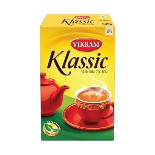Image of Vikram Klassic Tea - Premium CTC | Authentic Upper Assam & Second Flush Leaves | Strong, Flavorful & Aromatic Blend | Rich Amber Color, Uplifting Aroma & Unique Muscatel Taste | 500g