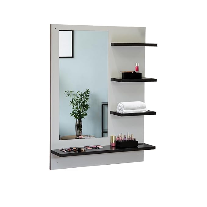 PROFIX Wall-Mounted Dressing Table with Mirror, White and Black, DIY Assembly-image-18