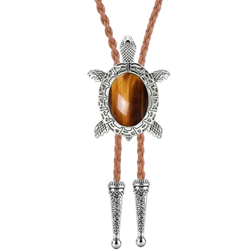 Image of Jeilwiy Bolo Tie for Men Western Cowboy Tie Necklace Gold Bolo Tie Leather Necktie Halloween Tie Accessories for Women