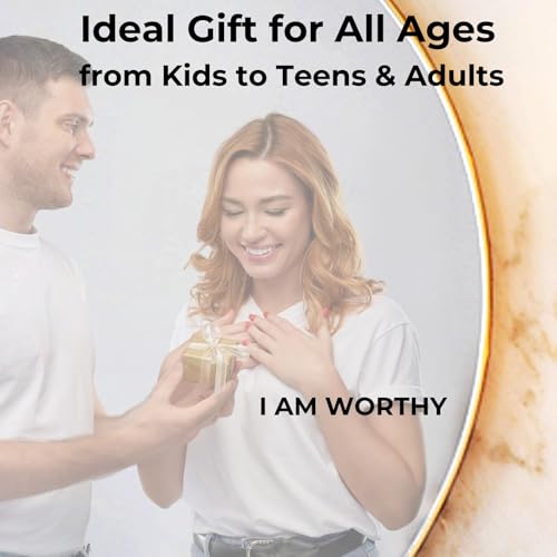 Image of inchI AM Worthy Self-Affirmation Mirror Decal, Positive Meditation Vinyl Sticker, Mindfulness Wall & Mirror Sticker, Safe for Kids & Teens, Motivating Bathroom Decor for Girls - 2.5 * 24.5cm