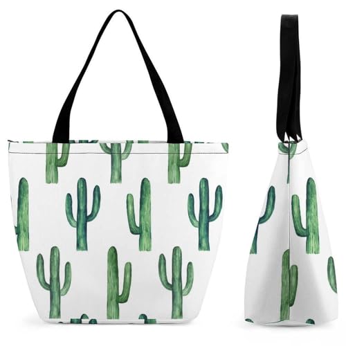 Sac à bandoulière cactus vert grand sac de voyage et shopping femme