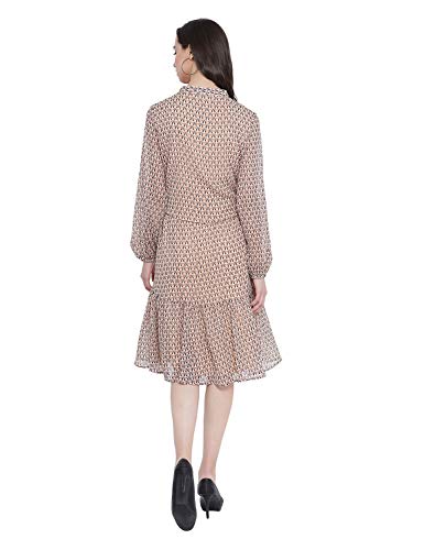 Image of oxolloxo Women Round Neck Full Sleeve Abstract Print Dress