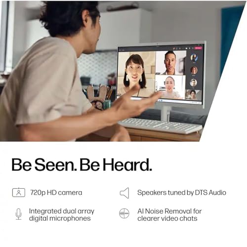 Image of HP 21.5 inch All-in-One Desktop Computer, Quad-Core Intel N100, Intel UHD Graphics, Business Desktop, 8GB DDR5 RAM | 128GB UFS, WiFi 6, Copilot AI, RJ45, Windows 11 Pro w /KB & Mouse - Cashmere White