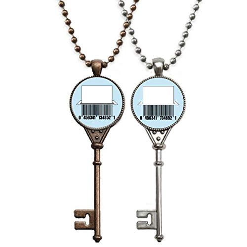 OFFbb-USA Barcode Cutting Paper Crushing Key Necklace Pendant Jewelry Couple
