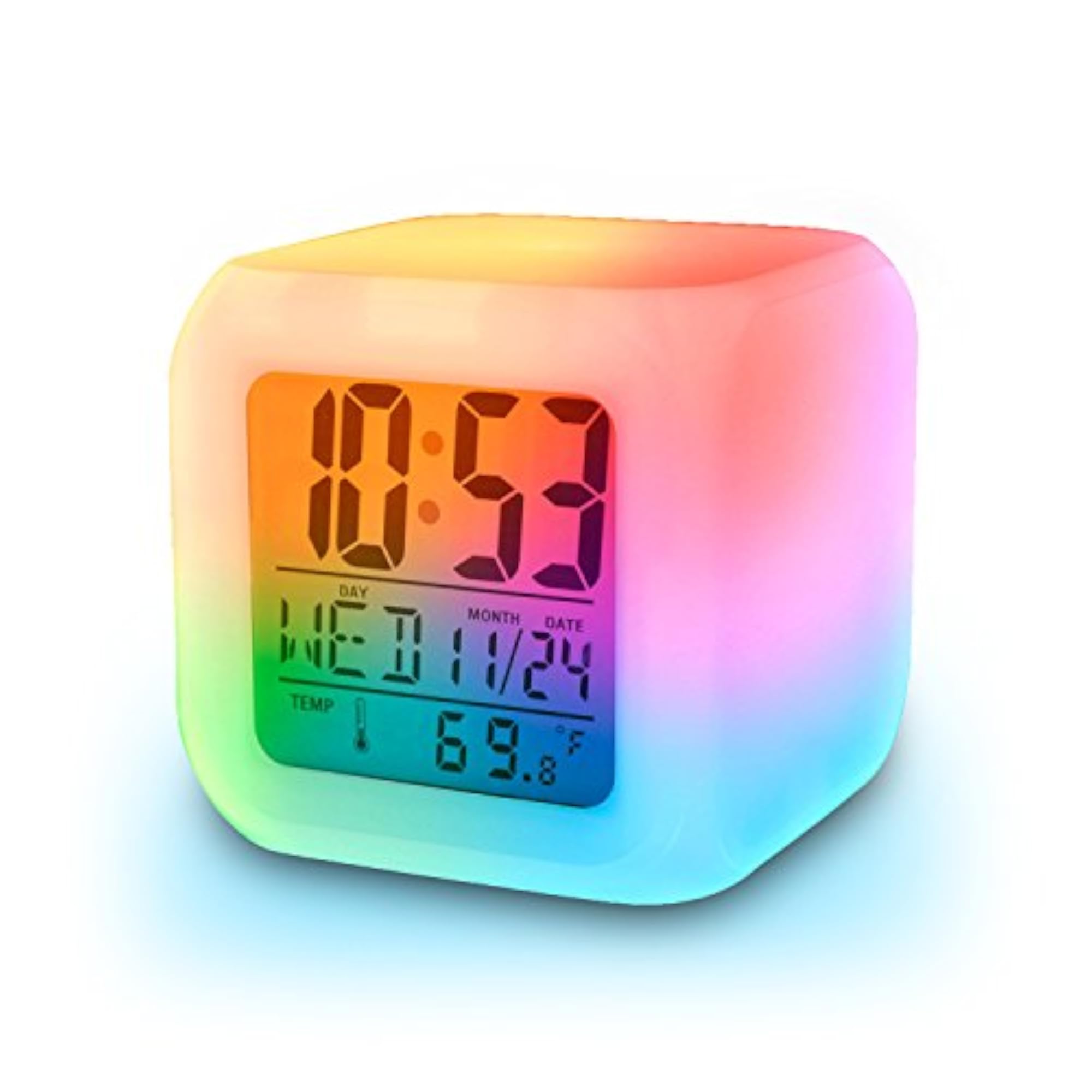 Plastic Abstract Alarm Clock with 7 Colour Changing Display