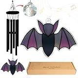 Halloween Bat Gothic Wind Chime for Outside Halloween Decoration Spooky Bat Suncatcher Crystal Rainbow Ornament Bat Flying Wind Chimes Outdoor for Porch Witchy Garden Gifts for Bat Lovers Friends
