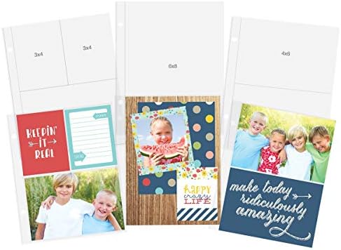Simple Stories 373316 Snap Pocket Pages for 6" x 8" Binders 12 Pieces - Variety Pack