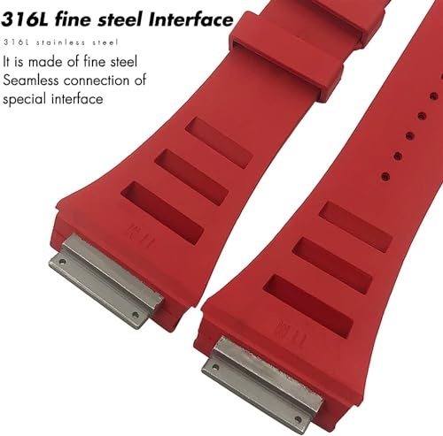 Bracelet montre 19mm rouge avec interface métallique RM035 RM011 - 4