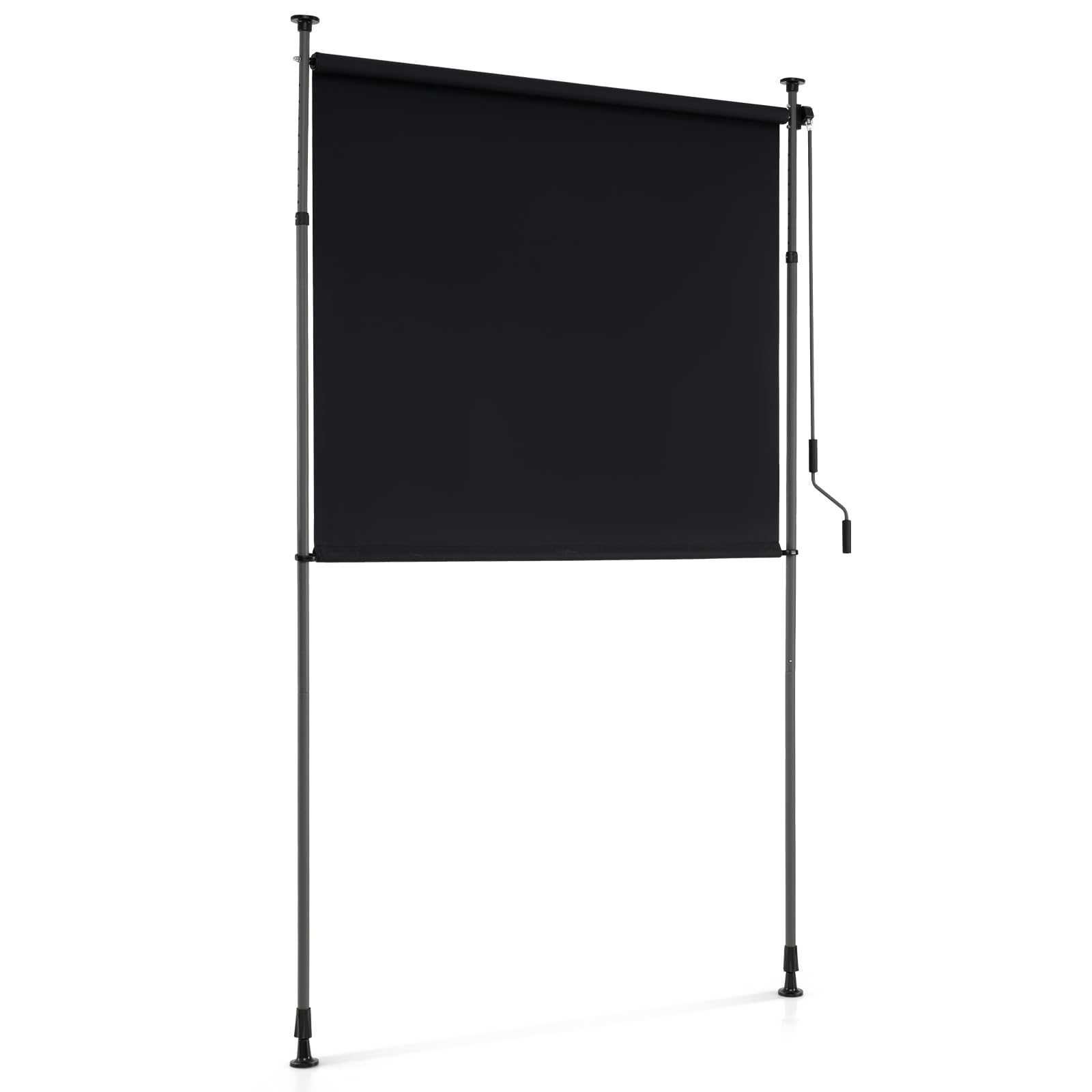 GOPLUS Toldo Vertical Exterior Terraza Enrollable, Pantalla Exterior Extraíble con Manivela, Altura Ajustable, Sin Taladrar, Protección Solar/Pantalla Privada, para Balcón, Negro (200x220-310 cm)