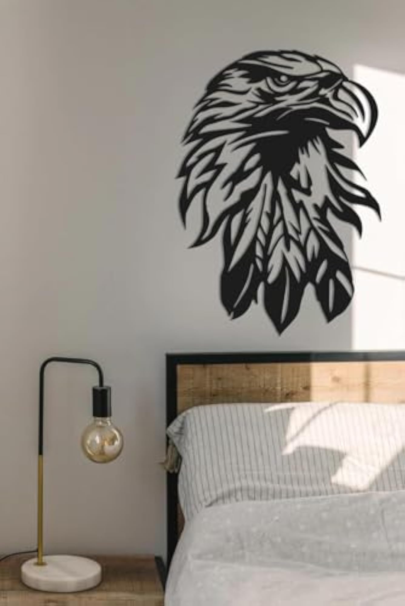 Metal Wall Art Sculpture Geometric Eagle Face Design