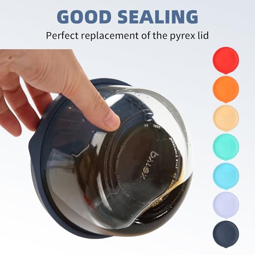 Replacement Lids for Pyrex 7202-PC 1 Cup, Silicone Round Storage Cover Lid for Anchor Hocking Glass Bowl 2 Pack Dark Blue - image 3