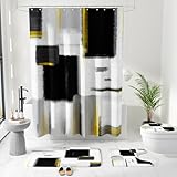 XLHOMO Bathroom Sets with Shower Curtain and Rugs - Luxury Black Bathroom Accessories Set, Shower...