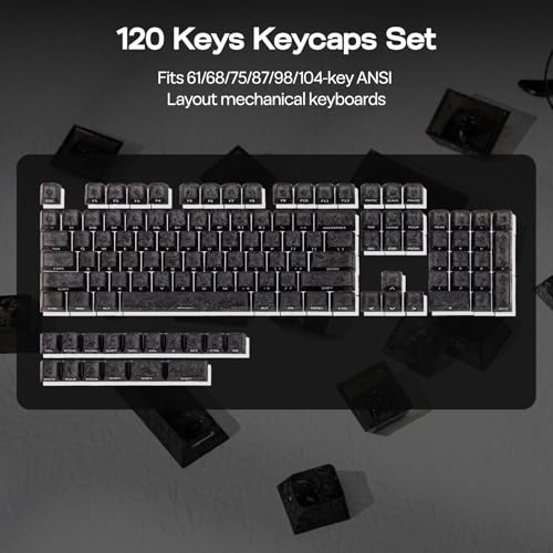 Image of EPOMAKER SmokFiber Keycaps Set - 120 Keys Side-Printed PC Shine-Through Keycaps, Cherry Profile, Non-Slip, MX-Stem Compatible for 61 /68 /84 /87 /98 /100 /104 ANSI Layout Mechanical Gaming Keyboards