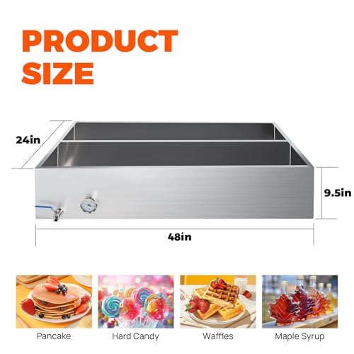 Image of 48x24x9.5 Inch Maple Syrup Evaporator Pan, 304 Stainless Steel with 1 Valve & Divided Pan, Professional Grade for Efficient Home Syrup Boiling