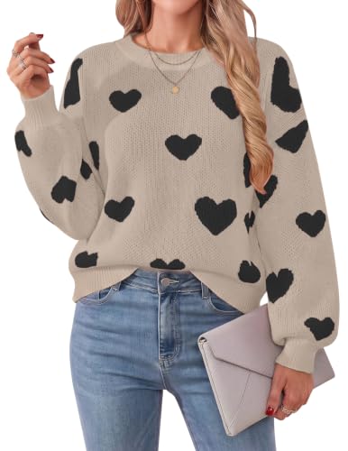 Image of Libsorge Womens Heart Sweater 2026 Valentines Day Trendy Cute Fall Oversized Long Sleeve Pullover Sweaters